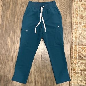 Figs Caribbean blue Joggers with Pink Drawstring